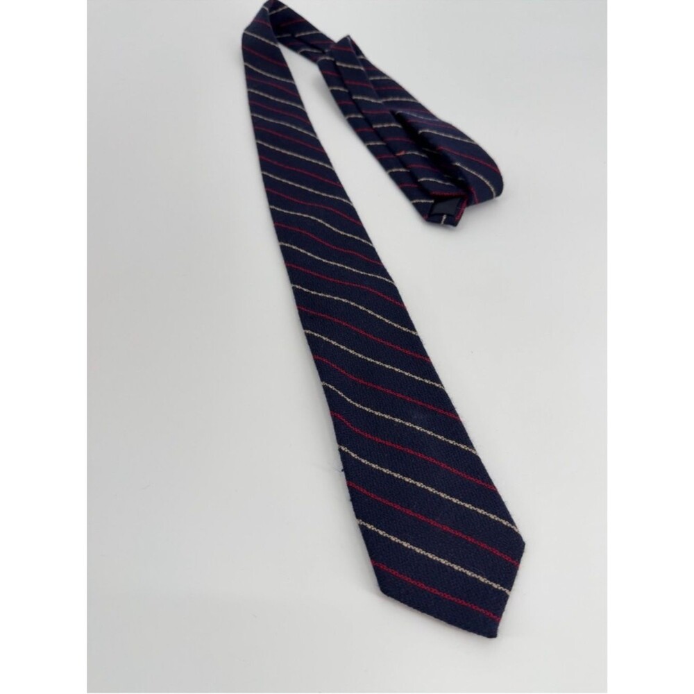 J.Crew Wool Silk Stripe Tie in Atlantic Navy | One Size - Picture 2 of 6
